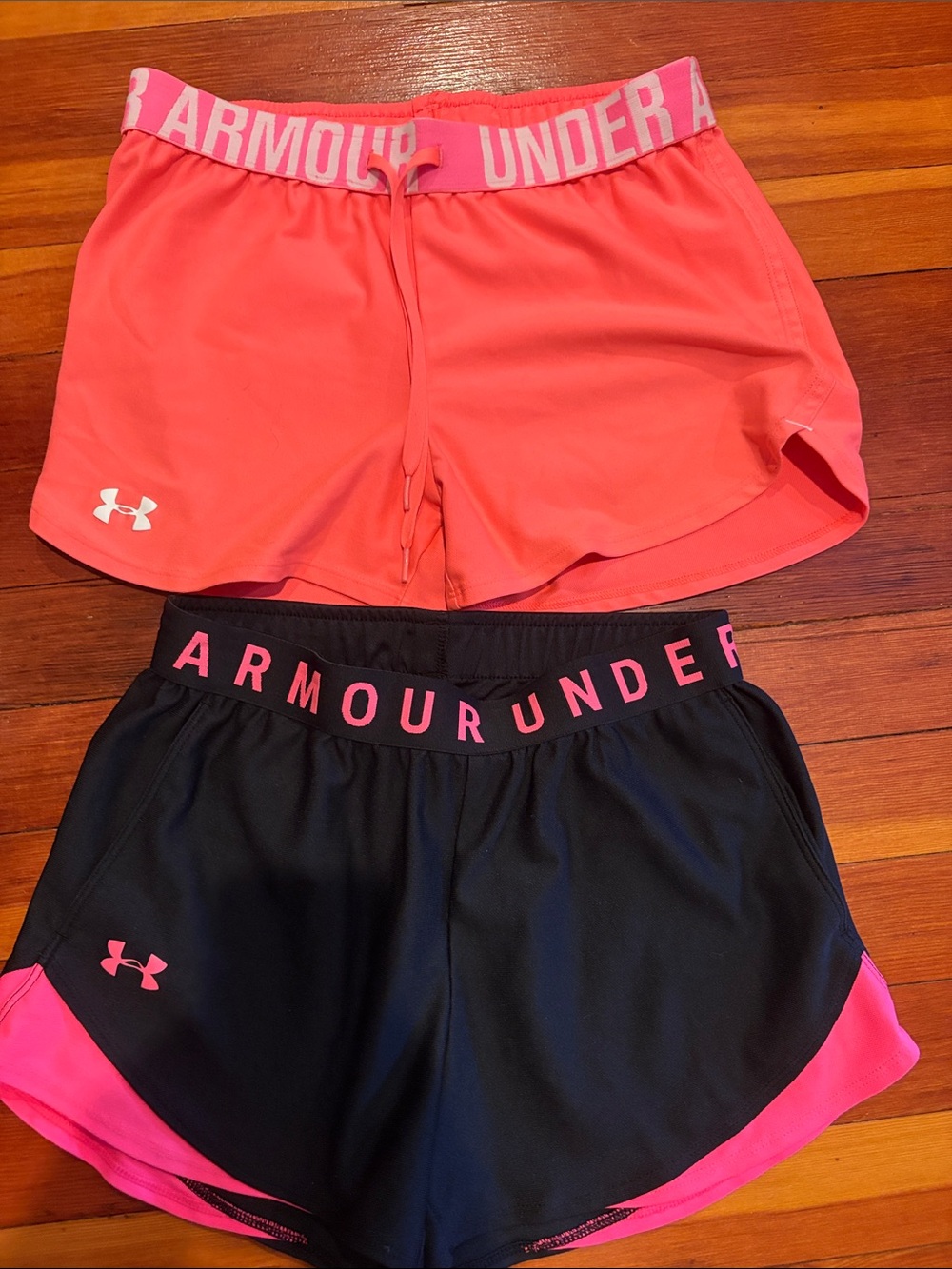 Under Armour Women’s Pink and Black Athletic Shorts Duo